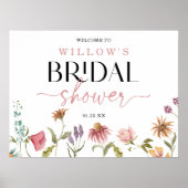 Wildblumen Boho Brautparty Willkommensschild Poster (Vorne)