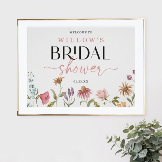 Wildblumen Boho Brautparty Willkommensschild Poster