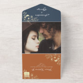 Wildblumen Boho Burnt Orange Wedding All In One Einladung (Außenbereich)