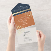 Wildblumen Boho Burnt Orange Wedding All In One Einladung (Abreißen)