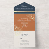 Wildblumen Boho Burnt Orange Wedding All In One Einladung (Innen Boden)
