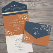 Wildblumen Boho Burnt Orange Wedding All In One Einladung