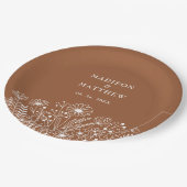 Wildblumen Boho Burnt Orange Wedding Pappteller (Schrägansicht)