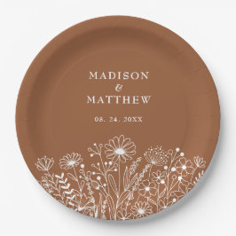 Wildblumen Boho Burnt Orange Wedding Pappteller