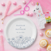 Wildblumen Boho Dusty Blue Spring Wedding Pappteller (Party)