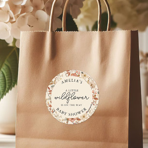 Wildblumen Boho Elfenbein Blumen Baby-Party Runder Aufkleber