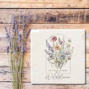 Wildblumen Boho farbenfrohe Inspiration Zitat Steinuntersetzer