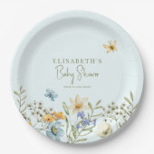 Wildblumen Boho Feder personalisierte Babydusche Pappteller (Vorderseite)