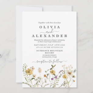 Wildblumen-Boho-Garten-Blumen-Einladung Einladung