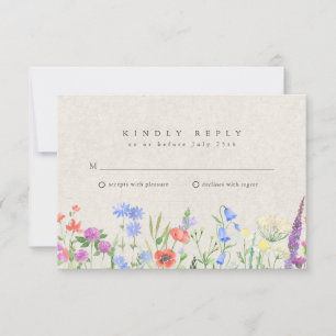 Wildblumen Boho Garten Hochzeit RSVP Karte