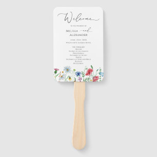 Wildblumen Boho-Garten Hochzeitsprogramm Handfäche Fächer