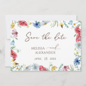 Wildblumen Boho-Garten Horizontal Save The Date (Vorderseite)