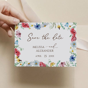 Wildblumen Boho-Garten Horizontal Save The Date