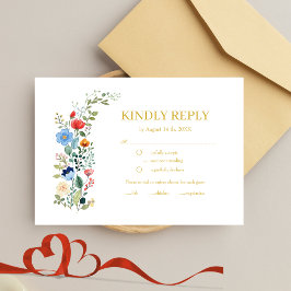 Wildblumen Boho Gold Wedding RSVP Karte