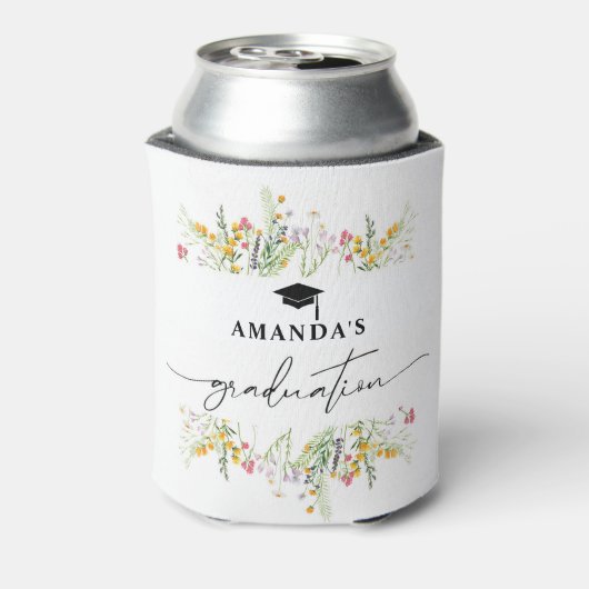 Wildblumen Boho Graduation Party Papierservietten Dosenkühler (Kanne Rückseite)