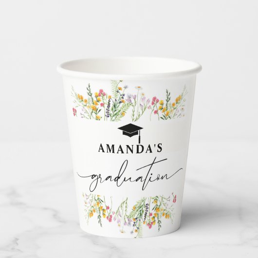 Wildblumen Boho Graduierungspartei Pappbecher (Rückseite)