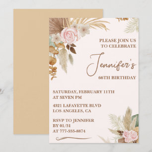 Wildblumen Boho Groovy Whimsy 66. Geburtstag Einladung