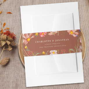 Wildblumen Boho Herbst Floral Terrakotta Hochzeit Einladungsbanderole