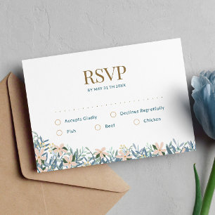 Wildblumen-Boho-Hochzeit mit initialem Monogramm RSVP Karte