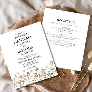 Wildblumen Boho-Hochzeitseinladung in einem Flyer
