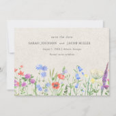 Wildblumen Boho Hochzeitsfoto Save The Date (Vorderseite)