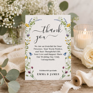 Wildblumen Boho Minimalist Moderne Wiesenhochzeit Dankeskarte
