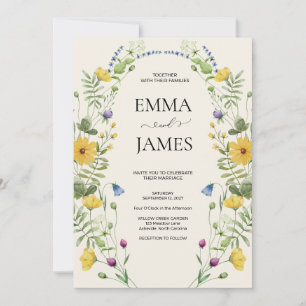 Wildblumen Boho Minimalist Moderne Wiesenhochzeit Einladung