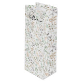 Wildblumen-Boho-Name-Monogramm Geschenktüte Für Weinflaschen (Vorderseite Schrägansicht)