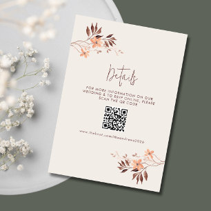 Wildblumen Boho QR Hochzeitswebsite Begleitkarte