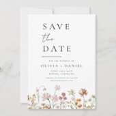 Wildblumen Boho Save the Date Minimalistisch (Vorderseite)