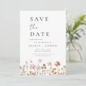 Wildblumen Boho Save the Date Minimalistisch (Stehend Vorderseite)