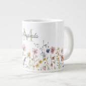 Wildblumen Boho Stilvoll mit Monogram Jumbo-Tasse (Vorderseite Rechts)