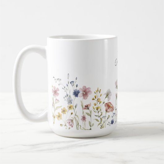 Wildblumen Boho Stilvoll mit Monogram Kaffeetasse (Links)