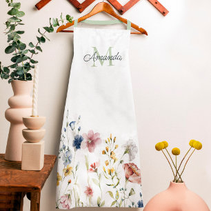 Wildblumen Boho Stilvoll mit Monogram Schürze