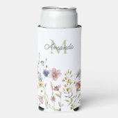 Wildblumen Boho Stilvoll mit Monogram Selters Dosenkühler (Seltzer Vorderseite)
