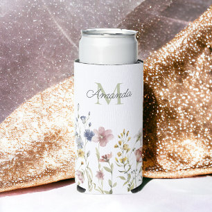 Wildblumen Boho Stilvoll mit Monogram Selters Dosenkühler