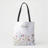 Wildblumen Boho Stilvoll mit Monogram Tasche (Vorderseite)