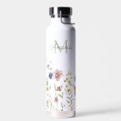 Wildblumen Boho Stilvoll mit Monogram Trinkflasche (Links)