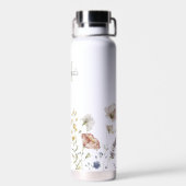 Wildblumen Boho Stilvoll mit Monogram Trinkflasche (Rückseite)