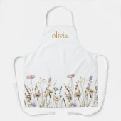 Wildblumen Boho Stilvolle Monogramm Name Schürze (Vorderseite)