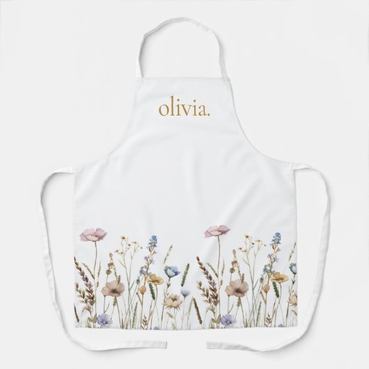 Wildblumen Boho Stilvolle Monogramm Name Schürze (Vorderseite)