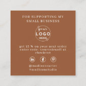 Wildblumen Boho Terracotta Bestellung Vielen Dank Quadratische Visitenkarte (Rückseite)