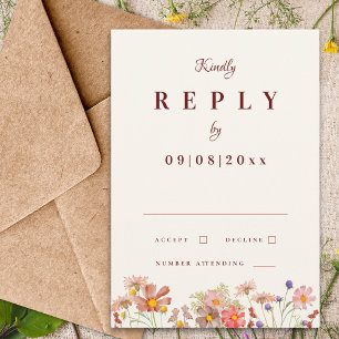 Wildblumen-Boho-Terrakotta-Herbsthochzeit-Antwort RSVP Karte