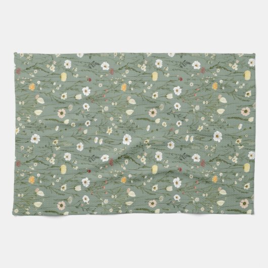 Wildblumen Boho Trendy Geschirrtuch (Horizontal)