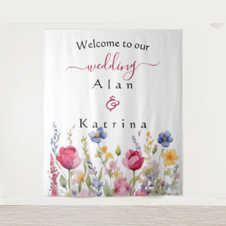 Wildblumen Boho Wandteppich