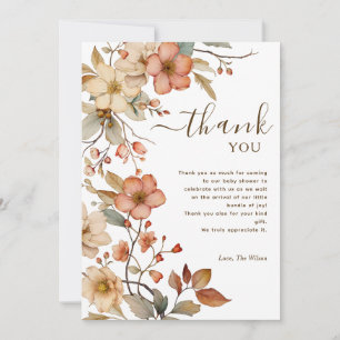 Wildblumen Boho Watercolor Babyparty Dankeschön Einladung