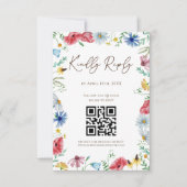 Wildblumen Boho Wedding QR Code RSVP Card Karte (Vorderseite)