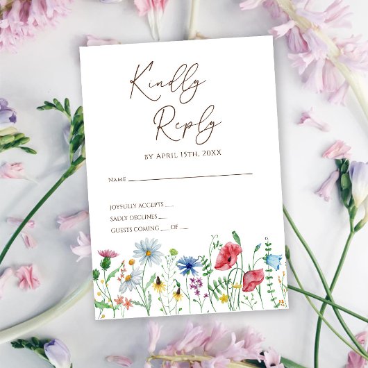 Wildblumen Boho Wedding RSVP Card Karte