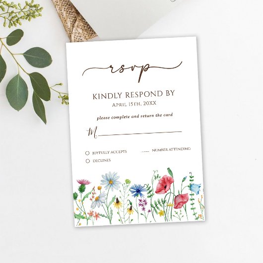 Wildblumen Boho Wedding RSVP Card Karte