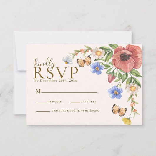 Wildblumen Boho Wedding RSVP Karte (Vorderseite)